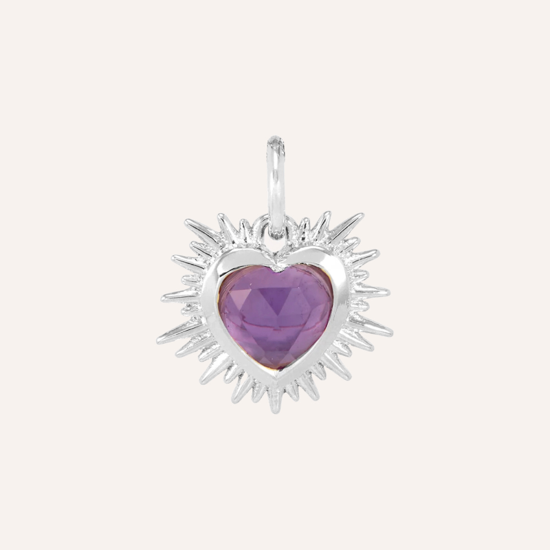 Silver Sacred Heart Birthstone Necklace
