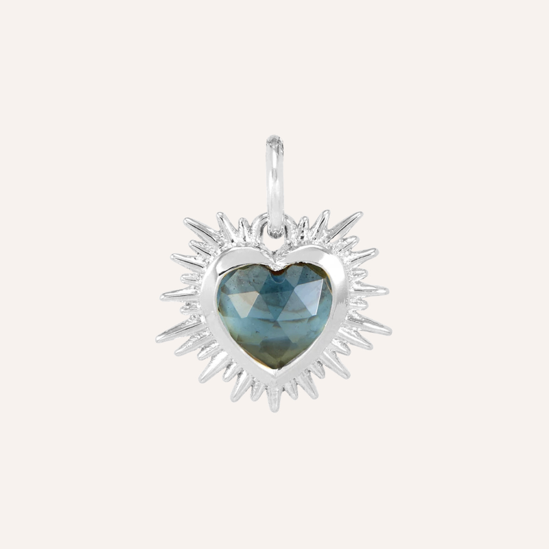 Silver Sacred Heart Birthstone Necklace