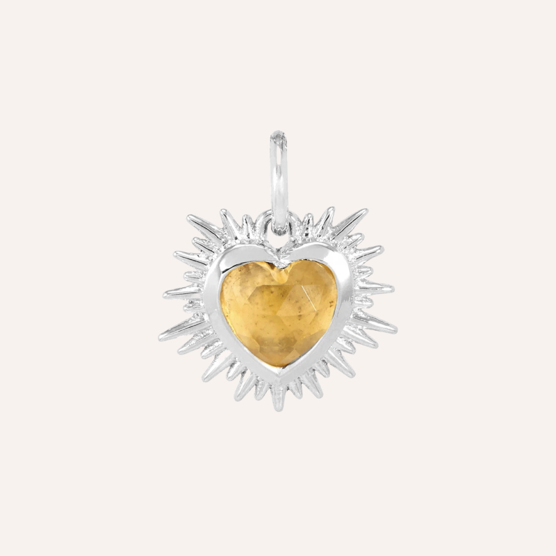 Silver Sacred Heart Birthstone Necklace