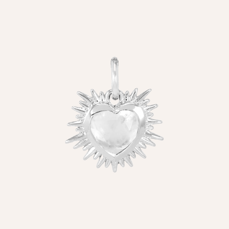 Silver Sacred Heart Birthstone Necklace
