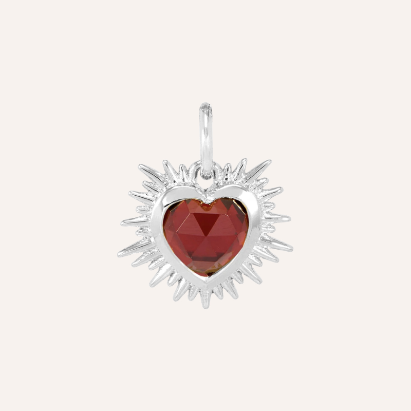 Silver Sacred Heart Birthstone Necklace