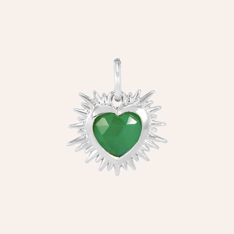 Silver Sacred Heart Birthstone Necklace