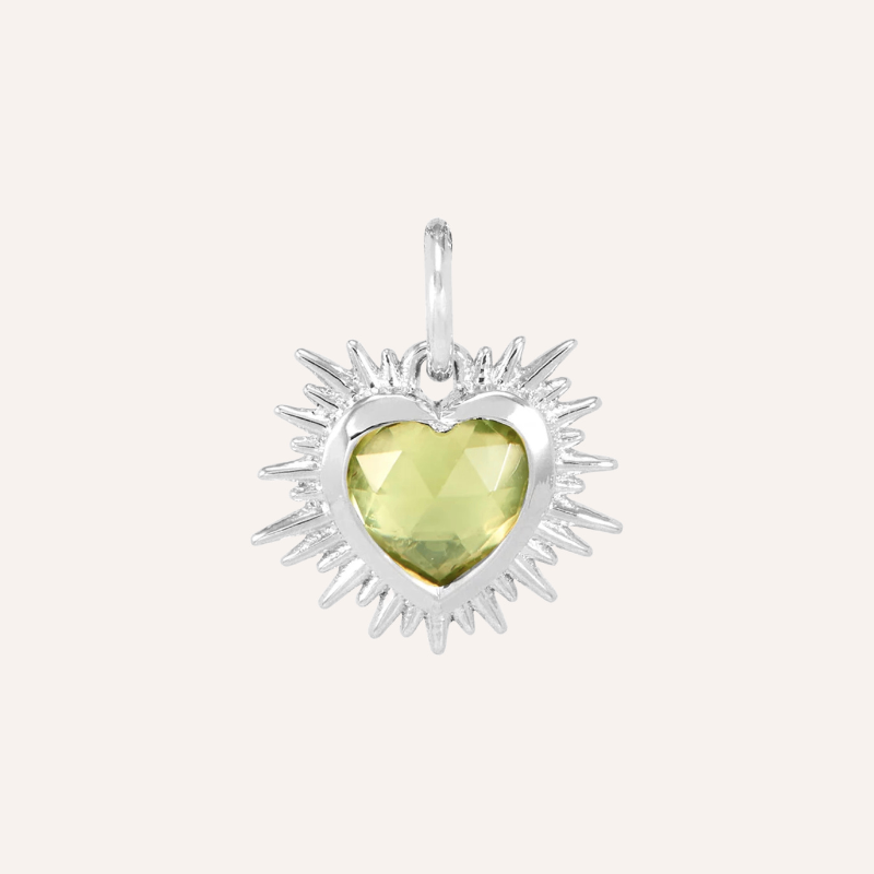 Silver Sacred Heart Birthstone Necklace