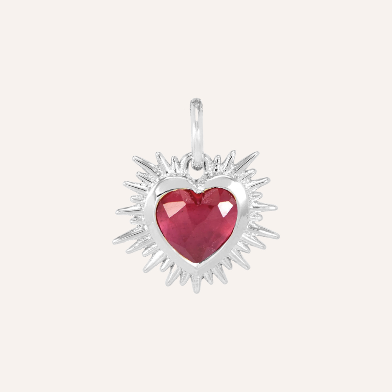 Silver Sacred Heart Birthstone Necklace