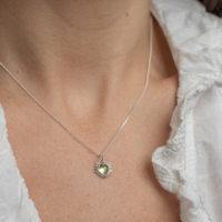 Silver Sacred Heart Birthstone Necklace