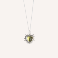 Silver Sacred Heart Birthstone Necklace