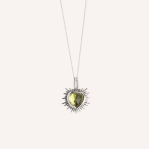 Silver Sacred Heart Birthstone Necklace