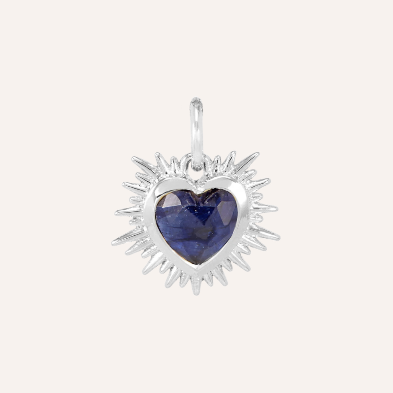 Silver Sacred Heart Birthstone Necklace