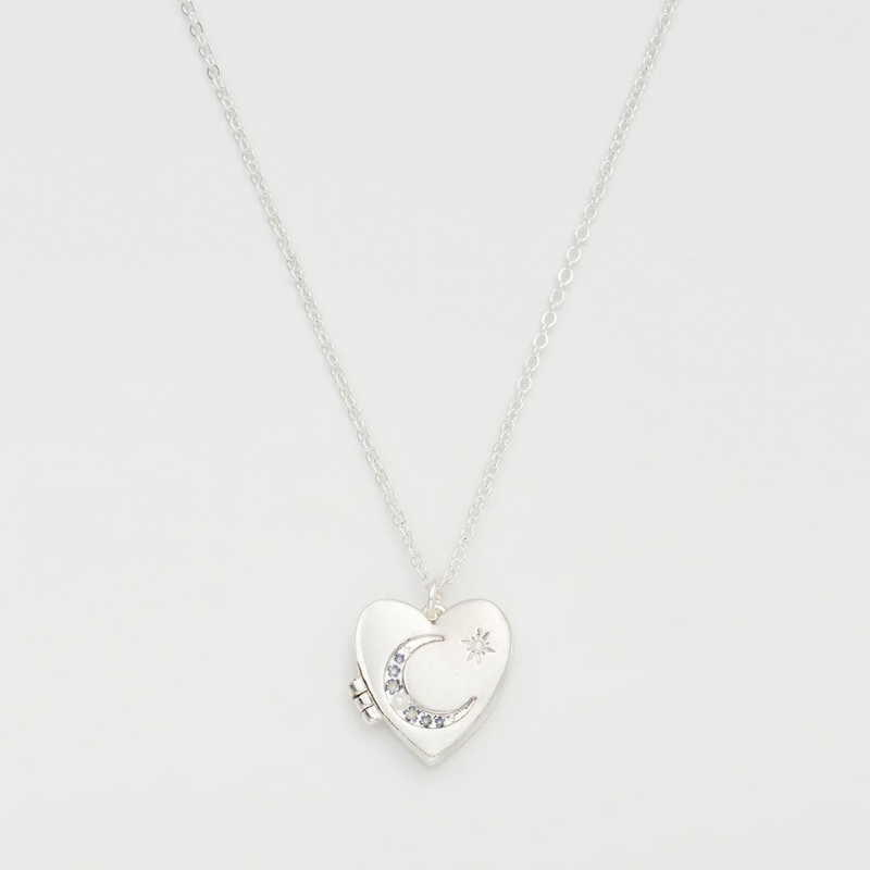 Silver Selene Moon Locket Necklace