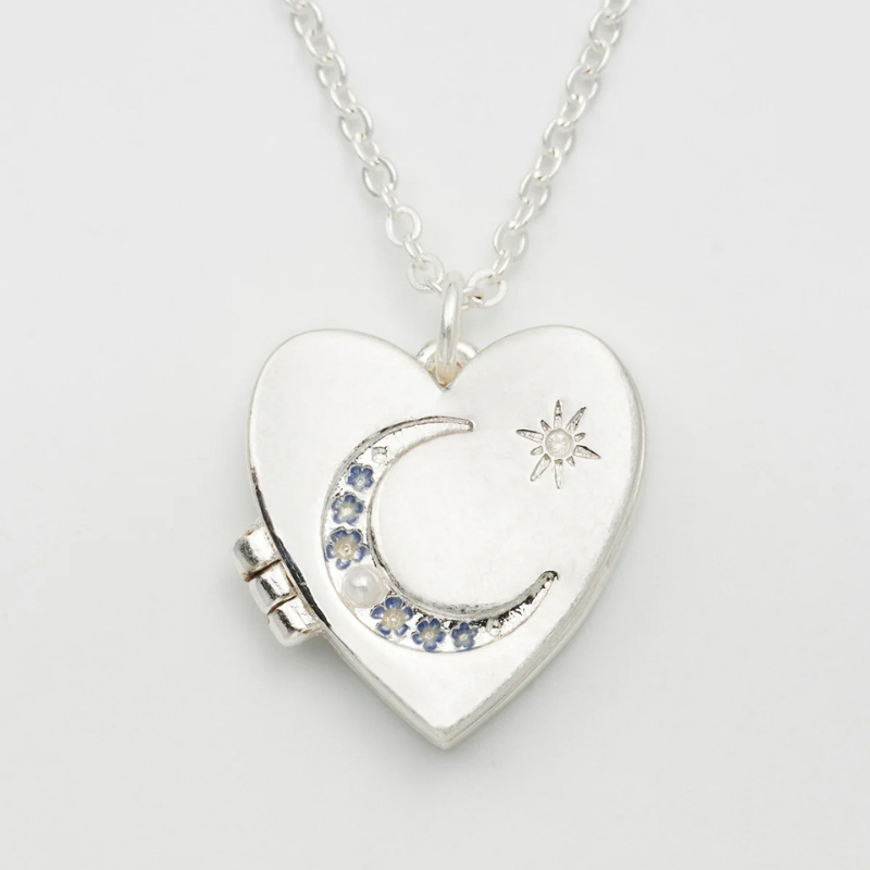 Silver Selene Moon Locket Necklace