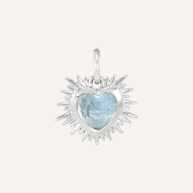 Silver Sacred Heart Birthstone Necklace