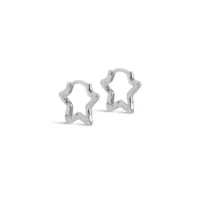 Small Silver Organic Star Hoop Earrings