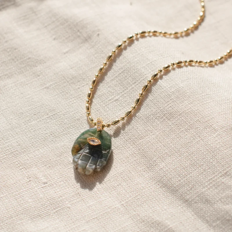 DSC_0672 Indian Agate Protective Hand Necklace