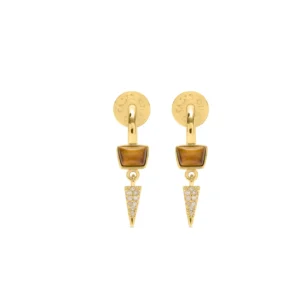 Tiger's eye Dagger drop hoop earrings - Talis Chains - Silverado Jewellery