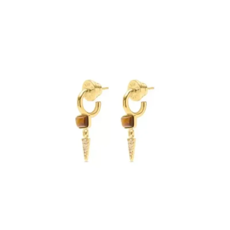 Tiger's eye Dagger drop hoop earrings - Talis Chains - Silverado Jewellery