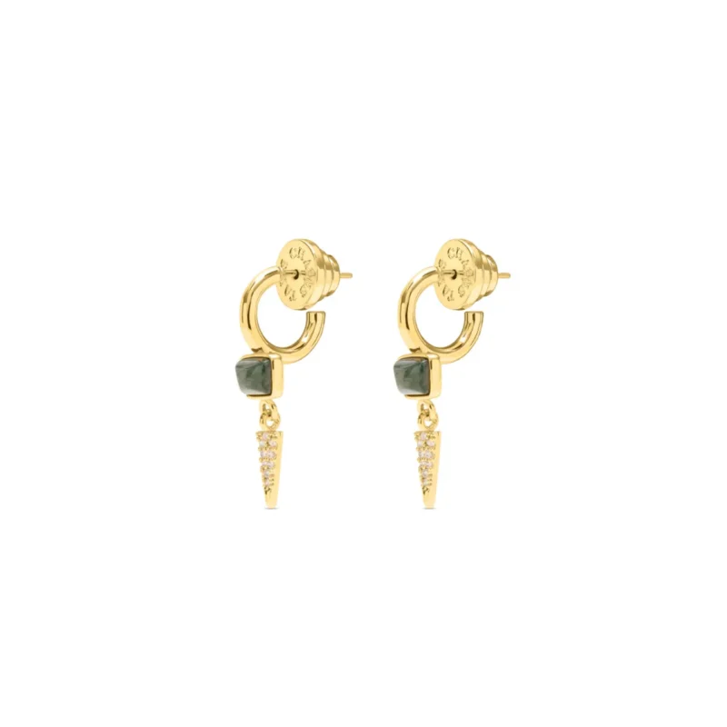 indian Agate Dagger drop hoop earrings - Talis Chains - Silverado Jewellery