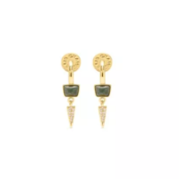 indian Agate Dagger drop hoop earrings - Talis Chains - Silverado Jewellery