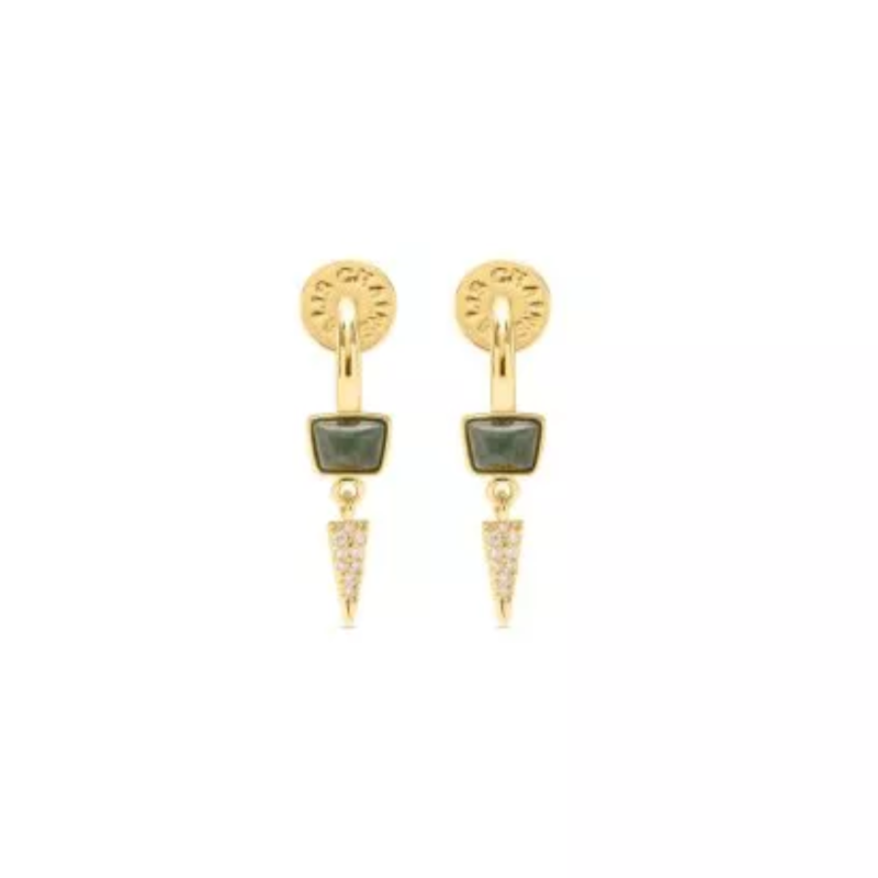 indian Agate Dagger drop hoop earrings - Talis Chains - Silverado Jewellery