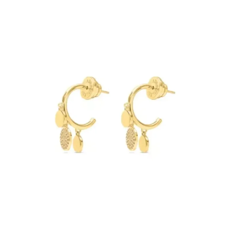 Disc Drop Hoop Earrings - Talis Chains - Silverado Jewellery
