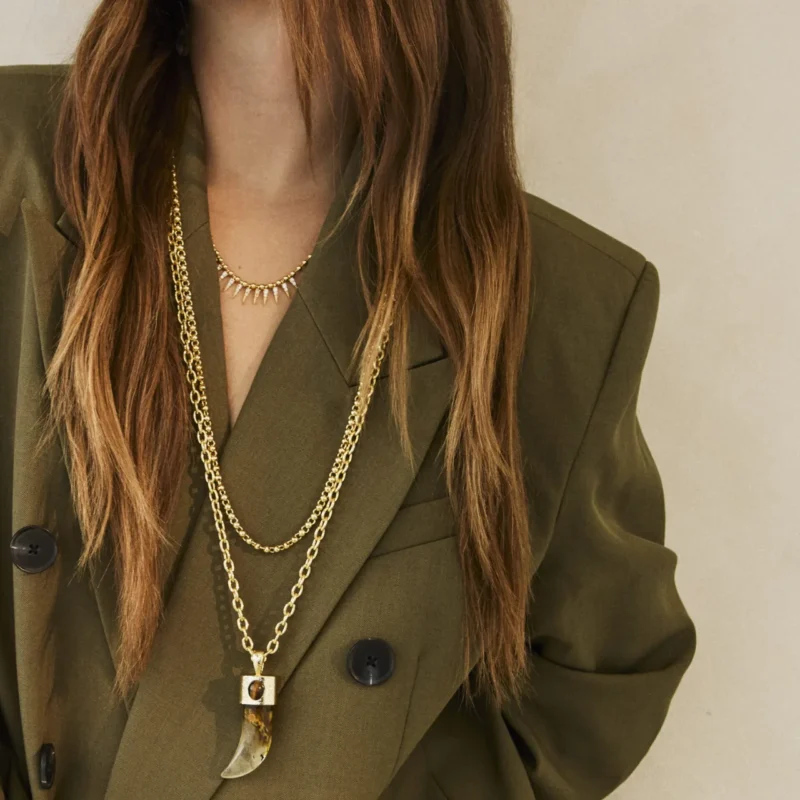Red watermelon skin shark tooth necklace - Talis Chains - Silverado Jewellery Red watermelon skin shark tooth necklace - Talis Chains - Silverado Jewellery