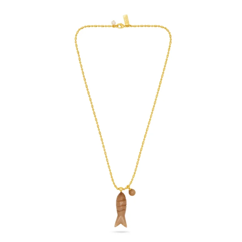 Smoky quartz happy fish necklace - Talis Chains - Silverado Jewellery