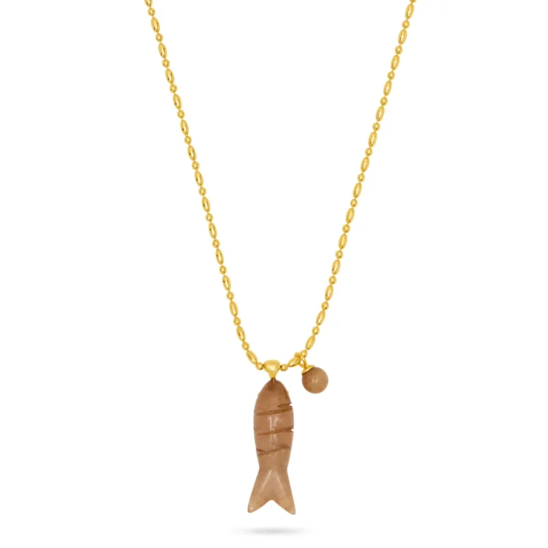 Smoky quartz happy fish necklace - Talis Chains - Silverado Jewellery