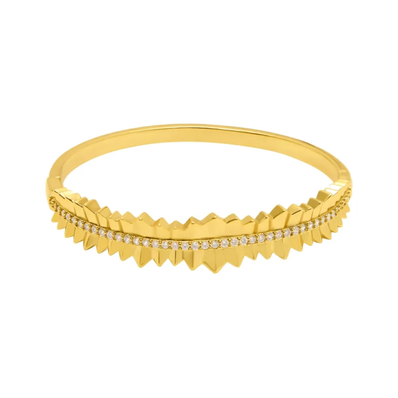 Feather Bangle With Cubic Zirconia - Talis Chains - Silverado Jewellery