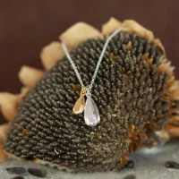 Double Sunflower Seed Charm Necklace