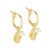 Leaf and pearl hoop earrings - Pure by Nat - Silverado Jewellery