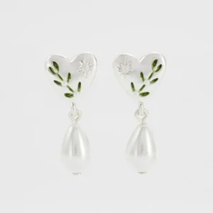 Silver Niva Mistletoe Pearl Drop Earrings