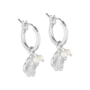 Leaf and pearl hoop earrings - Pure by Nat - Silverado Jewellery Leaf and pearl hoop earrings - Pure by Nat - Silverado Jewellery