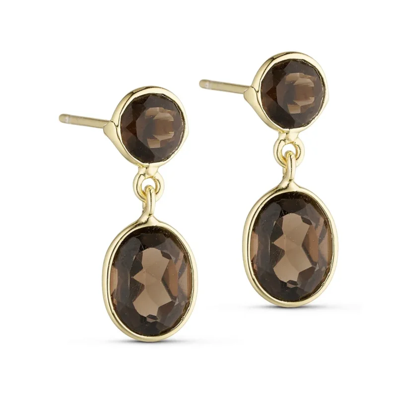 jade smokey quartz drop earrings - Pure by Nat - Silverado Jewellery