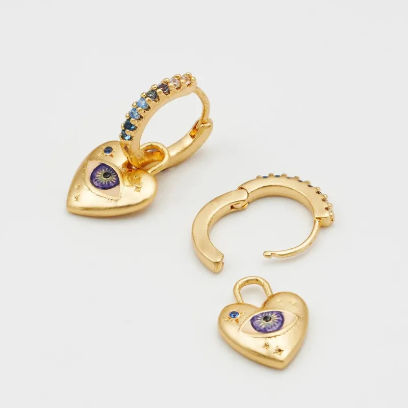 Talisman Eye Heart Hoop Earrings