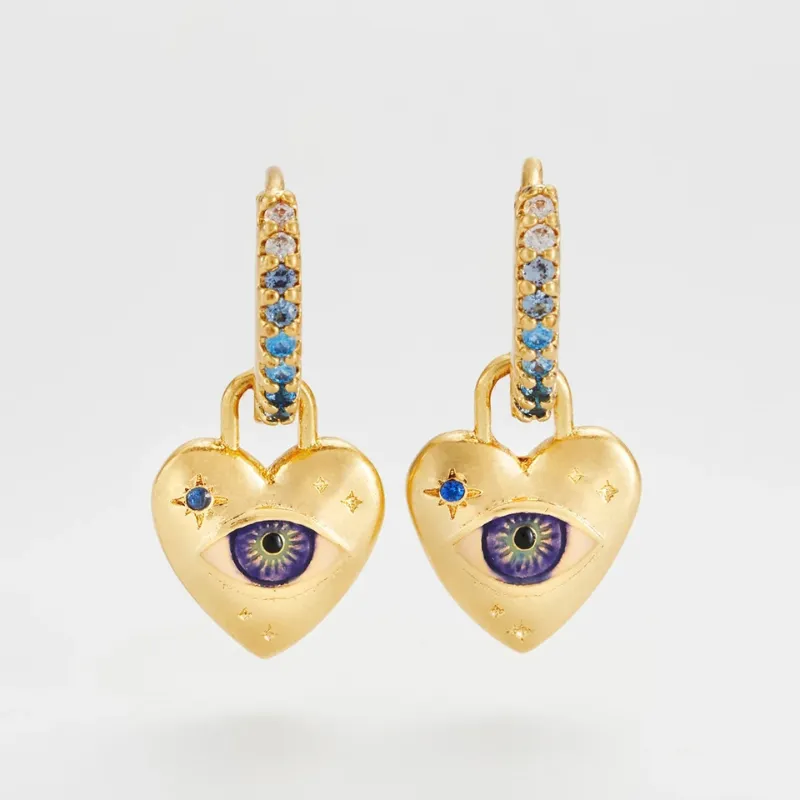 Talisman Eye Heart Hoop Earrings