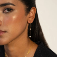 Faye Moonstone Chain Earrings-4 Faye Moonstone Chain Earrings by Shana Gulati