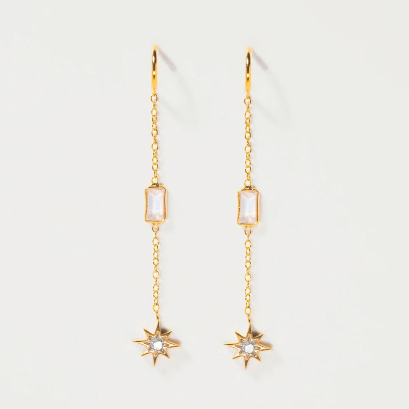 Faye Moonstone Chain Earrings Faye Moonstone Chain Earrings by Shana Gulati