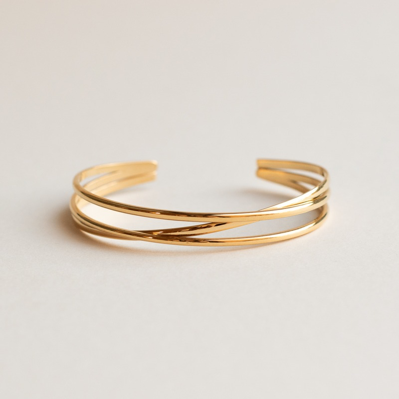 Intertwined Gold Cuff Bracelet