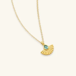 Blue Crystal Fan Necklace - One and Eight - Silverado Jewellery