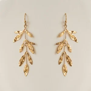 Textured Gold Leaf Drop Earrings