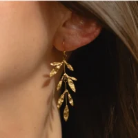 Textured Gold Leaf Drop Earrings