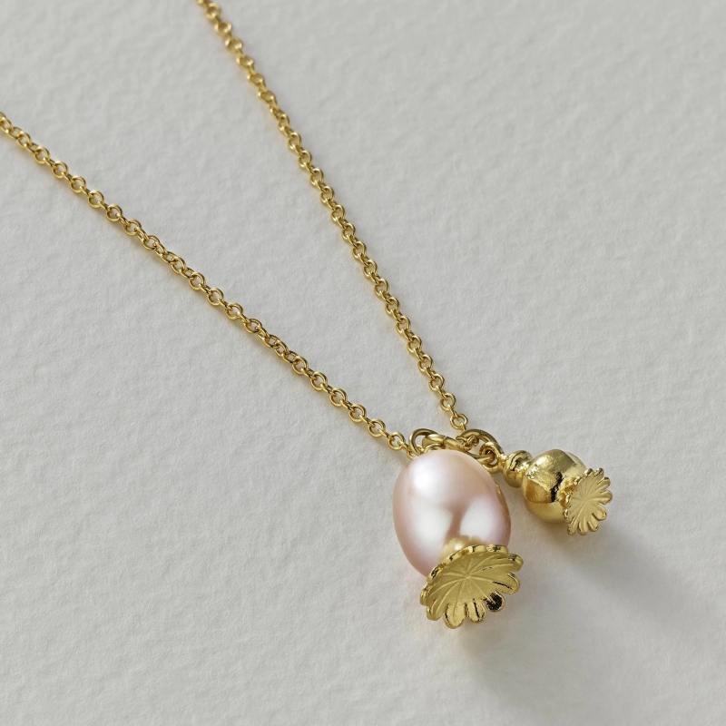 Double Poppy Seed Head Charm Necklace