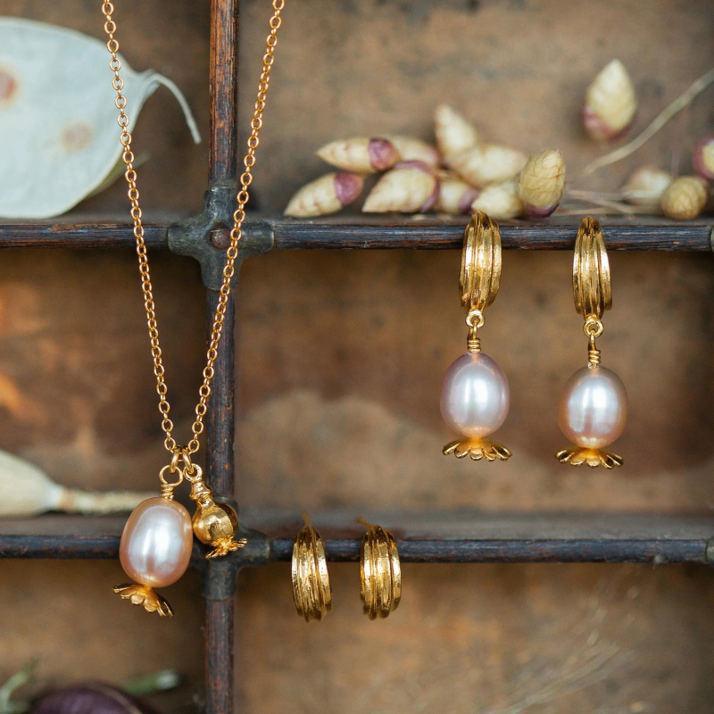 Double Poppy Seed Head Charm Necklace