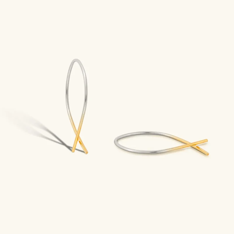 dipped Crossover silver earrings - one and Eight - Silverado Jewellery