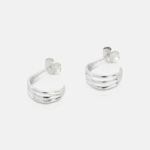 Silver triple illusion hoop earrings - One and Eight - Silverado Jewellery