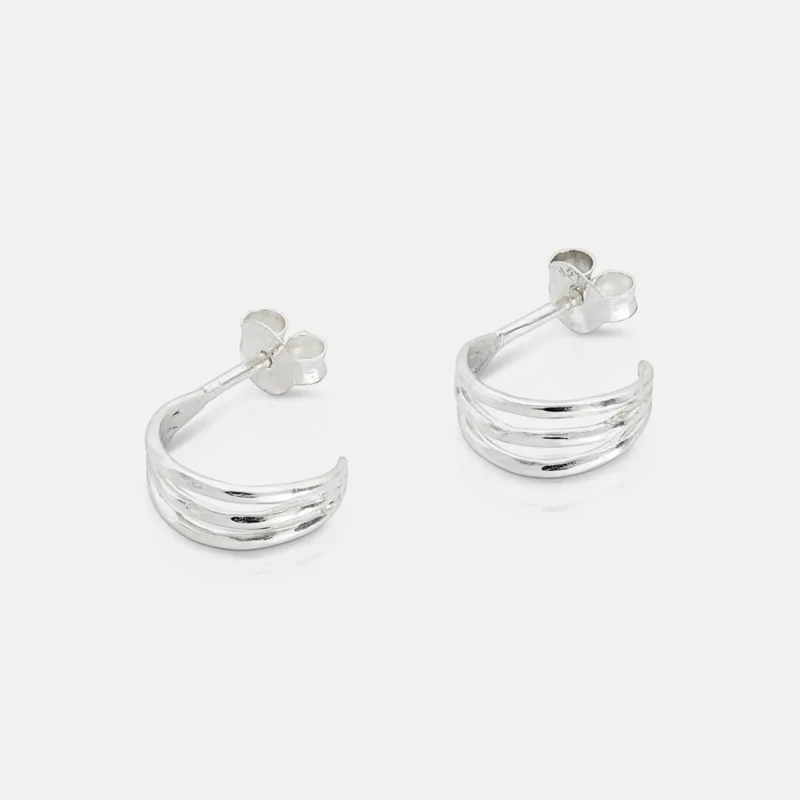 Silver triple illusion hoop earrings - One and Eight - Silverado Jewellery
